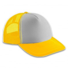 Gorra Trucker Adulto Amarilla - Frente Blanco