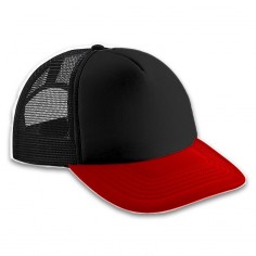 Gorra Trucker Adulto Negra - Frente Rojo