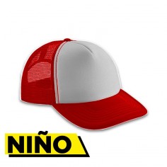 Gorra Trucker Niño Roja - Frente Blanco