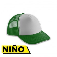 Gorra Trucker Niño Verde - Frente Blanco