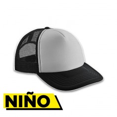 Gorra Trucker Niño Negra - Frente Blanco