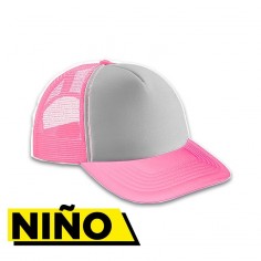 Gorra Trucker Niño Rosa - Frente Blanco