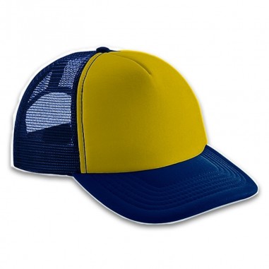 Gorra Trucker Adulto Azul - Frente Amarillo