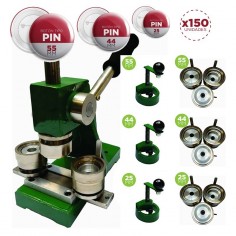 Máquina Botones Publicitarios de 25,44 y 55 mm - Tipo Botón/Pin (COMBO COMPLETO)